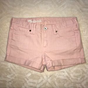 MADEWELL Pink Cuffed Denim Raw Hem Short Sz 25
